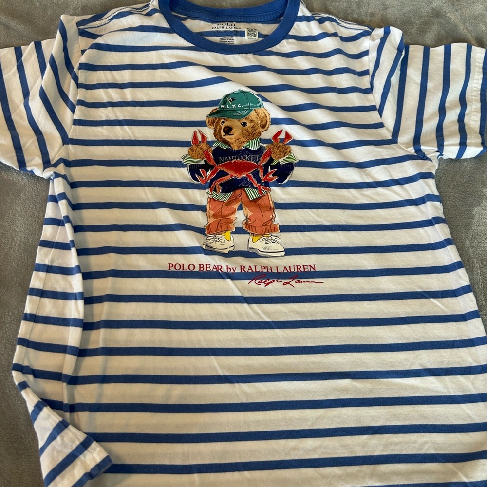 Polo by Ralph Lauren Blue & White Striped Tee size 14/16